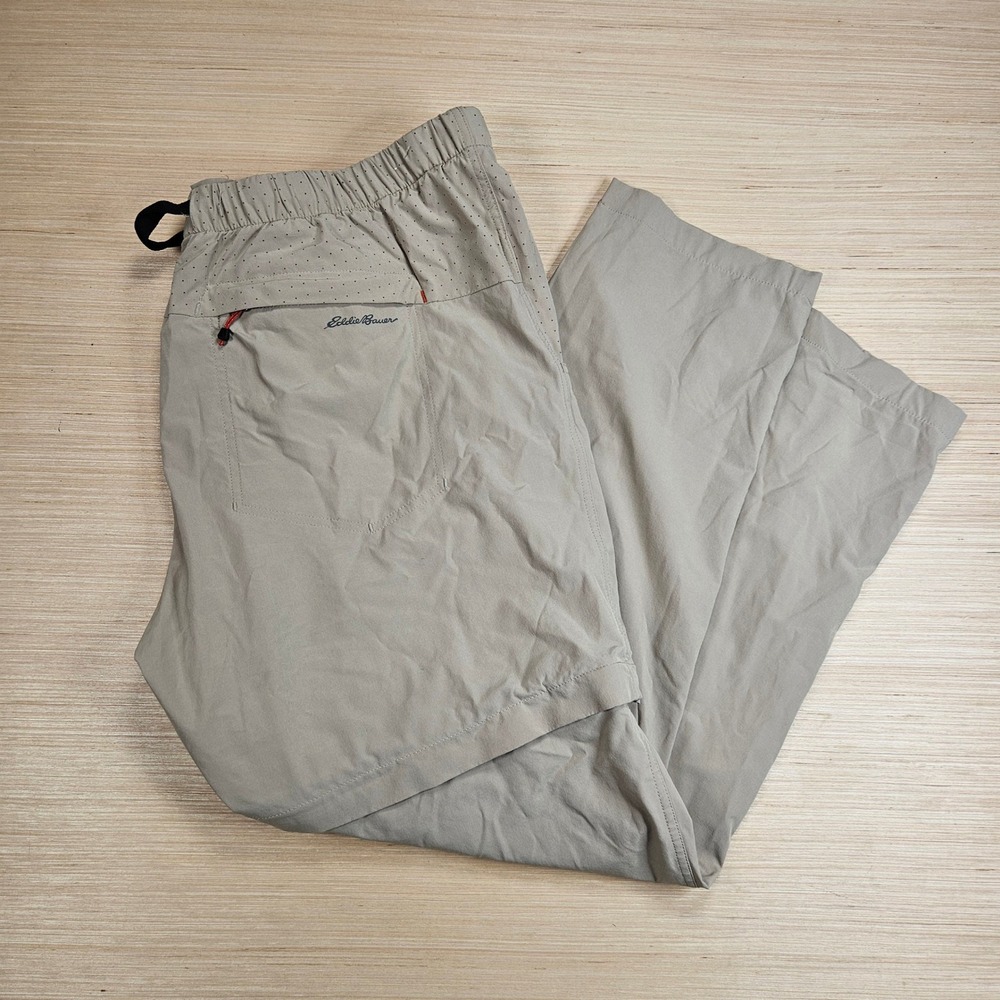 Eddie Bauer Convertible Pants Men XL 38x30 Tan Hiking Outdoor Zip Lightweight